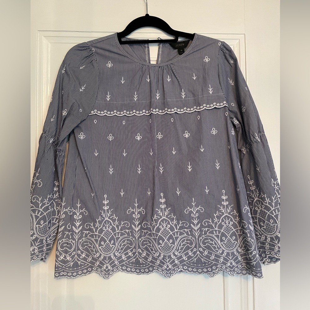 JCREW Seersucker and embroidery top